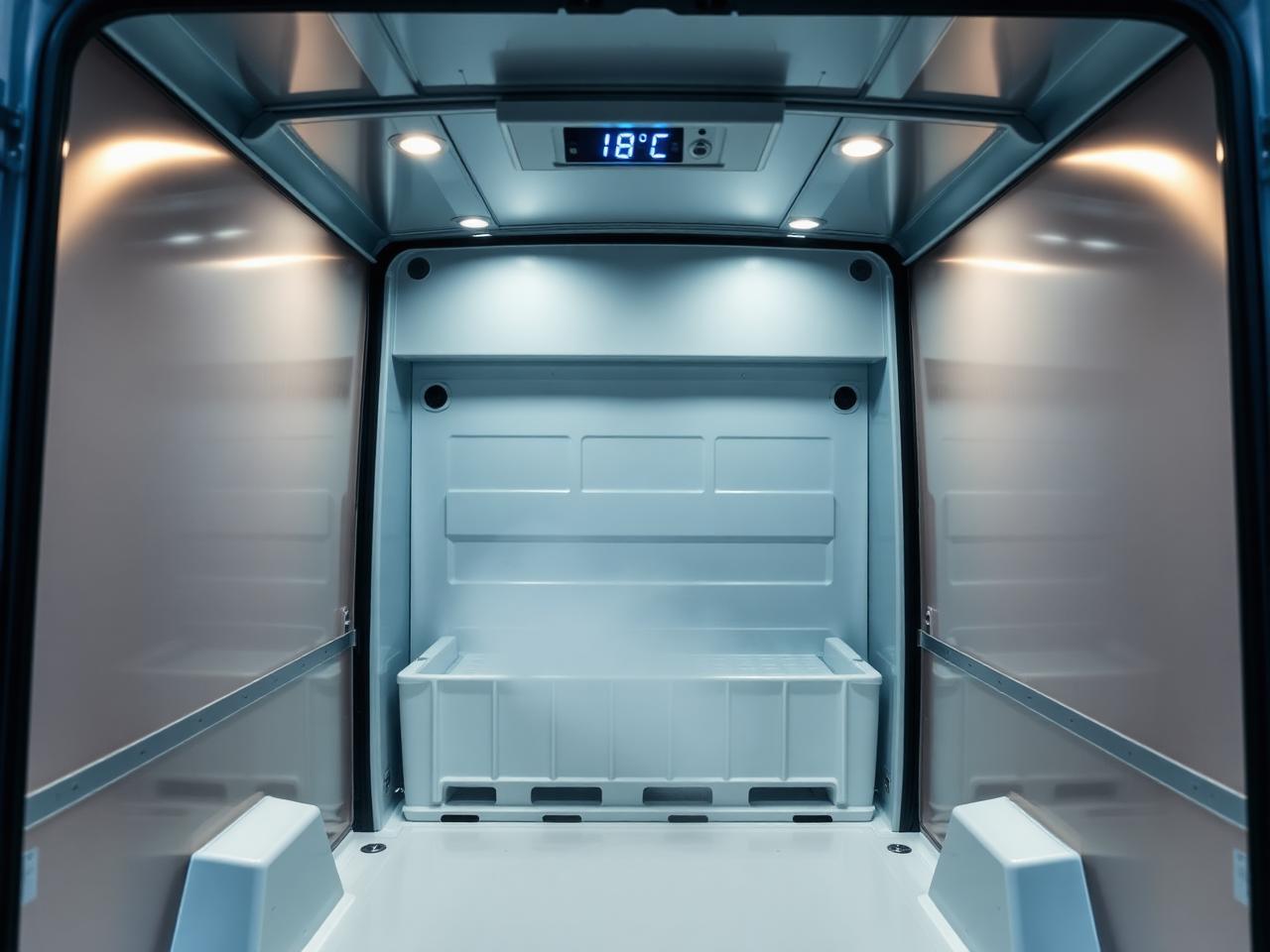 Interior of a temperature-controlled chiller van